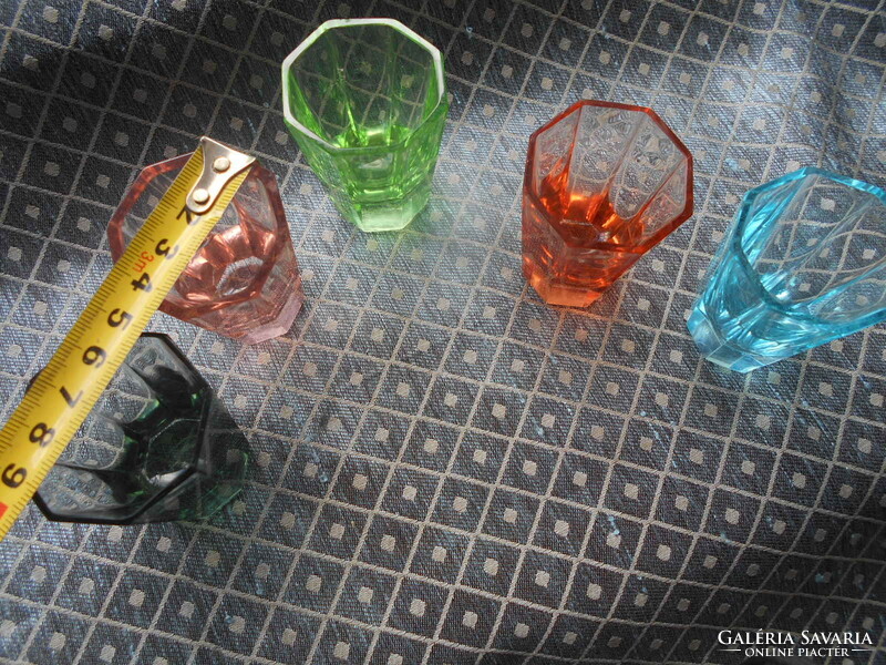 5 Moser-type thick glass short-drink glasses polished to a sheet