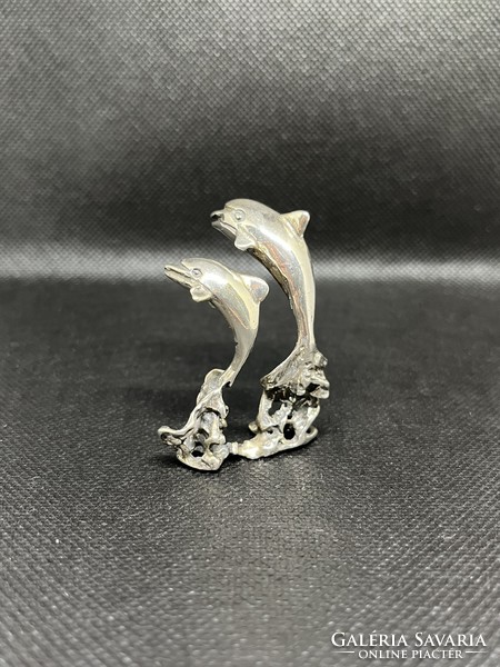 Pair of silver miniature dolphins