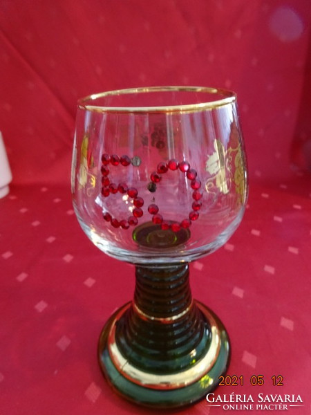 Glass cup for 50th birthday, green stem, grape bunch. He has!