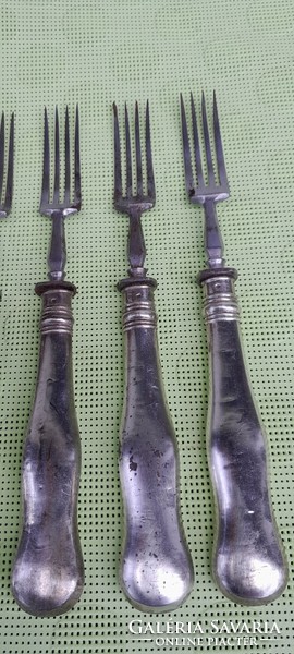 Antik ezüst nyelű 6 villa és kés