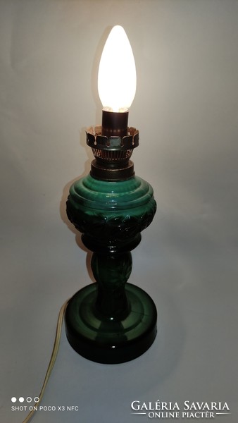 Antique curt schlevogt design malachite glass table lamp