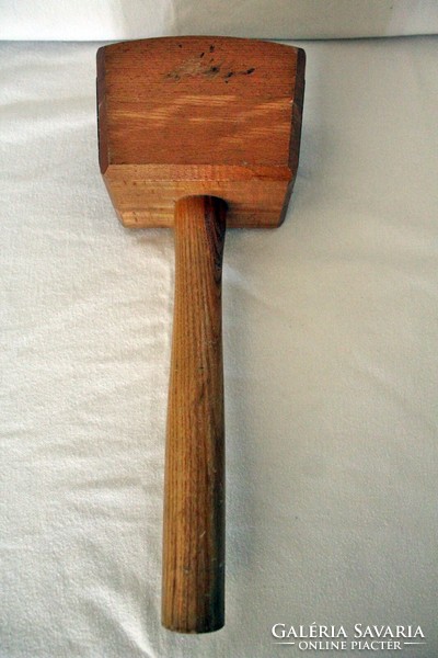 Old marked antique wooden hammer
