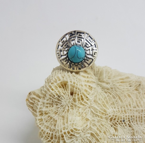 Silver ring with turkenite stone size 56