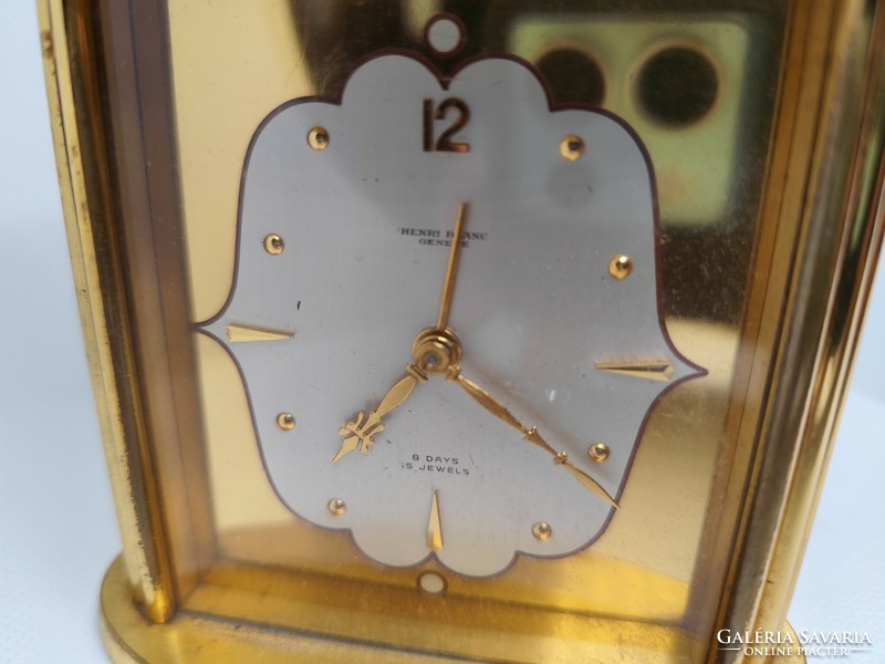 Antique Swiss table clock alarm clock. Geneve of Henri Blanc.