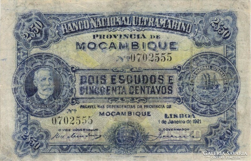 2,50 escudo escudos 1921 Mozambik Ritka Javított