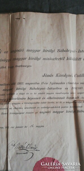Curiosity.. M. Kir. Midwife training institute Hungarian diploma, certificate 1910