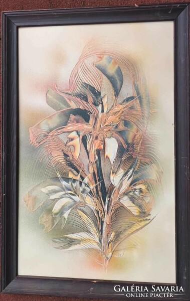 Irises - modern marked painting - unknown artist