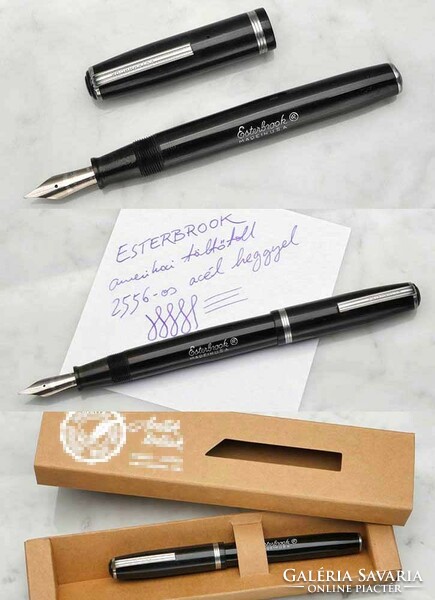 1955 black celluloid esterbrook j American fountain pen with steel nib / 1 year warranty