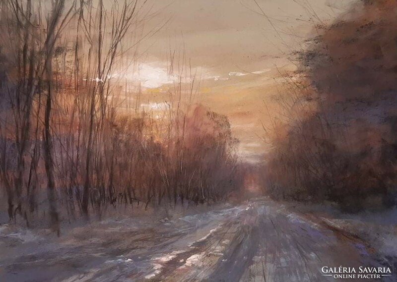 Pósa ede - winter forest 34 x 48 cm pastel, paper