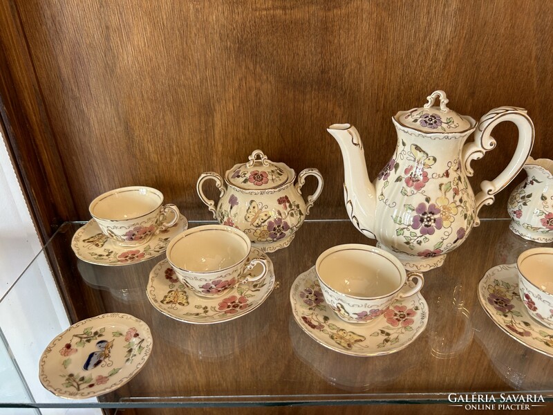 Zsolnay butterfly coffee set for six people