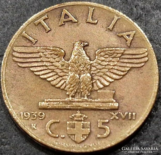 Italy, 5 centesimi 1939.