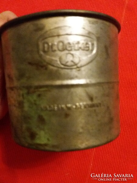 Antik DR.OETKER fém kézi kalibrált fém lemez pudingkészítő gépezet a képek szerint