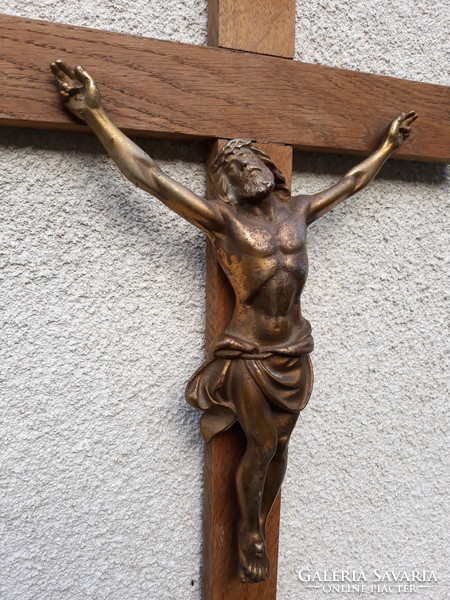 Large antique crucifix with cast iron crucifix, 68 cm