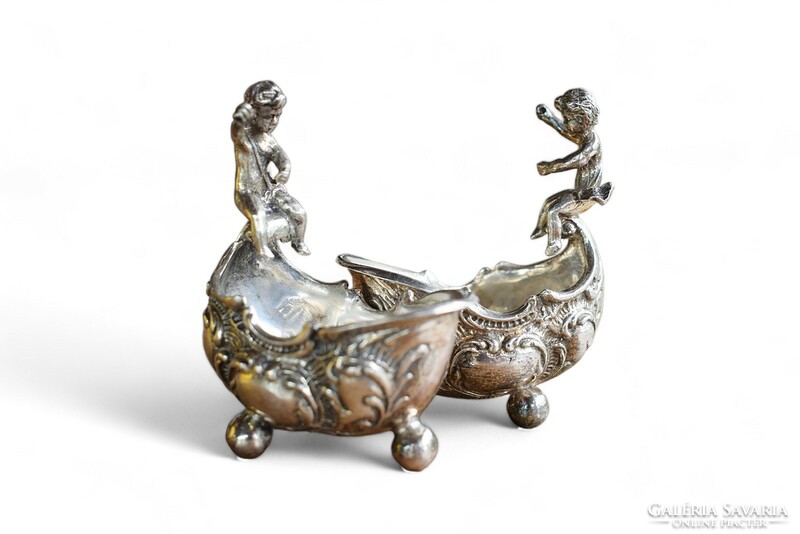 Ritka barokk ezüst figurális fűszerkínáló pár