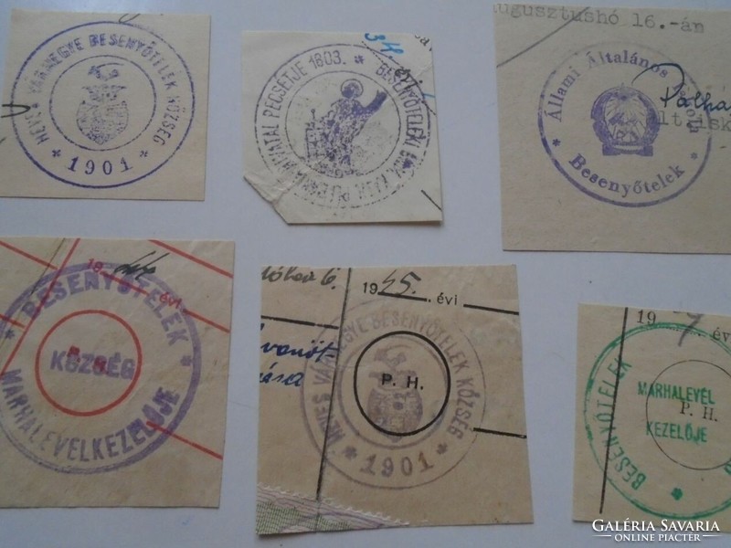 D202540  BESENYŐTELEK  régi bélyegző-lenyomatok  8 db.   kb 1900-1950's