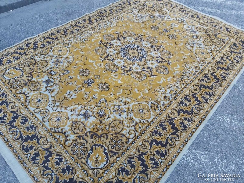 Yellow Persian carpet with a classic pattern, living room carpet 2 x 3 meters