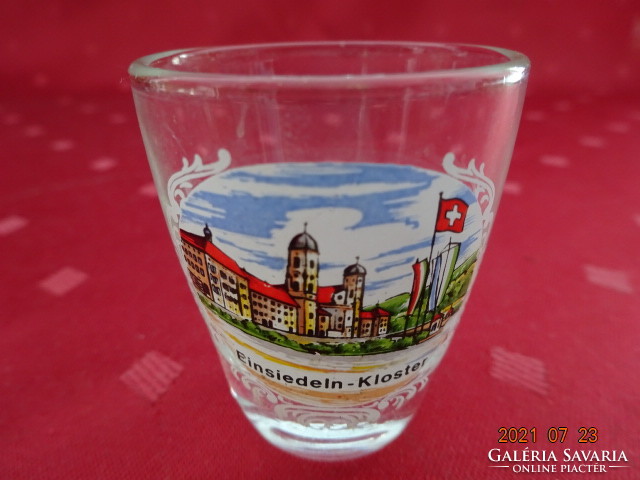 Glass brandy cup with the inscription einsiedeln - kloster and a view, height 5 cm. He has!