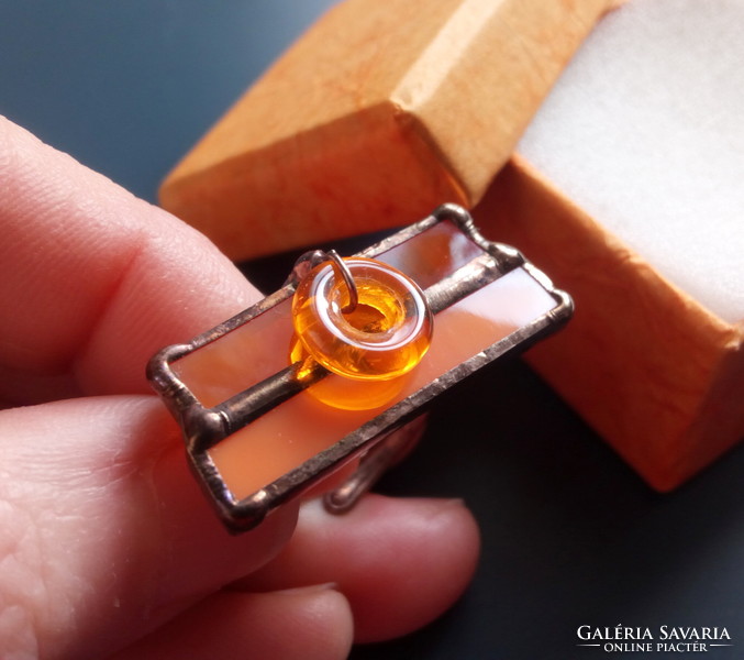 Narancssárga üvegékszer, különleges koktélgyűrű