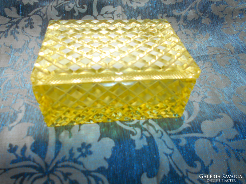 Antique thick yellow glass box