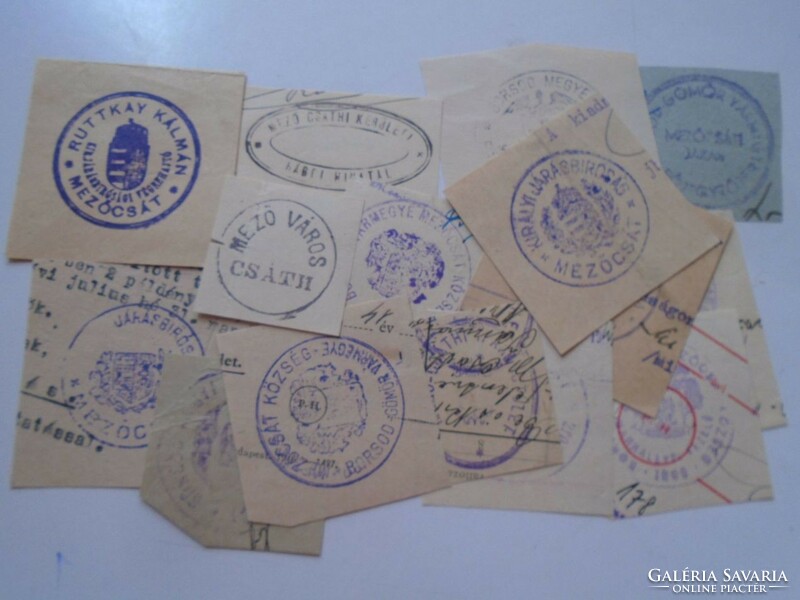 D202553 MEZŐCSÁT  régi bélyegző-lenyomatok  16  db.   kb 1900-1950's