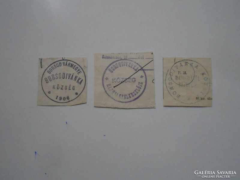 D202534 BORSODIVÁNKA  régi bélyegző-lenyomatok   3 db.   kb 1900-1950's