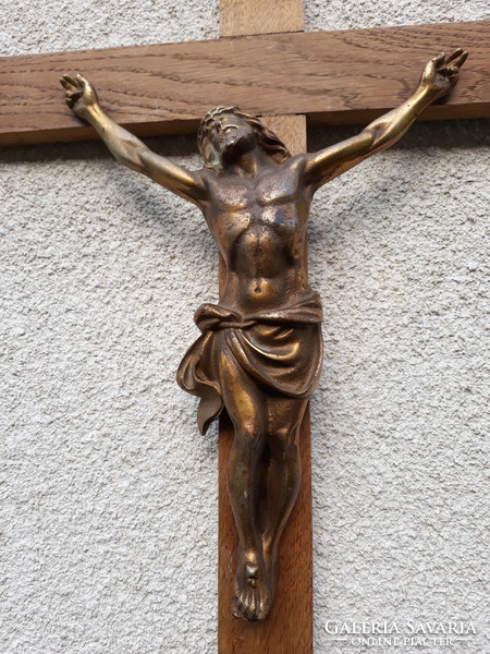 Large antique crucifix with cast iron crucifix, 68 cm