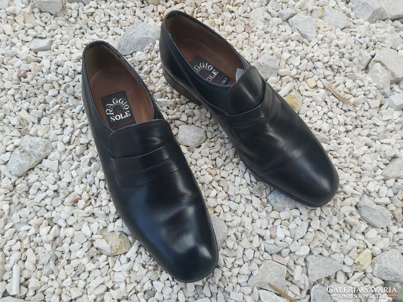 Raggio di Sole Made in Italy olasz férfi bőrcipő, fekete, kb. 44-44,5-es méret bth 28,3 cm