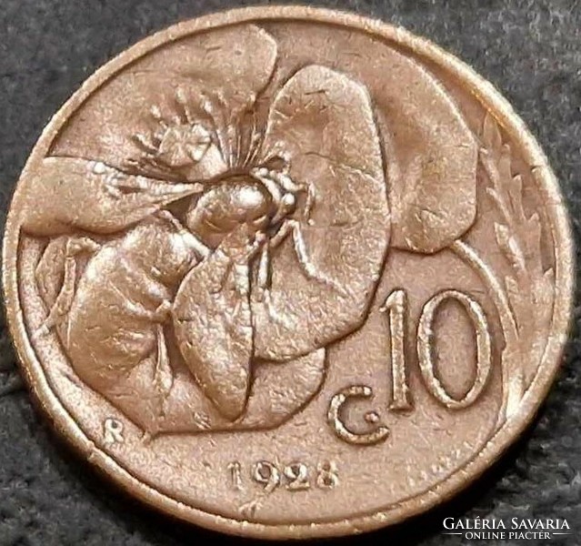 Olaszország, 10 Centesimi 1928.