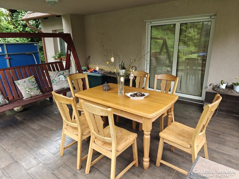 Solid oak dining set, dining table + 6 chairs in perfect condition