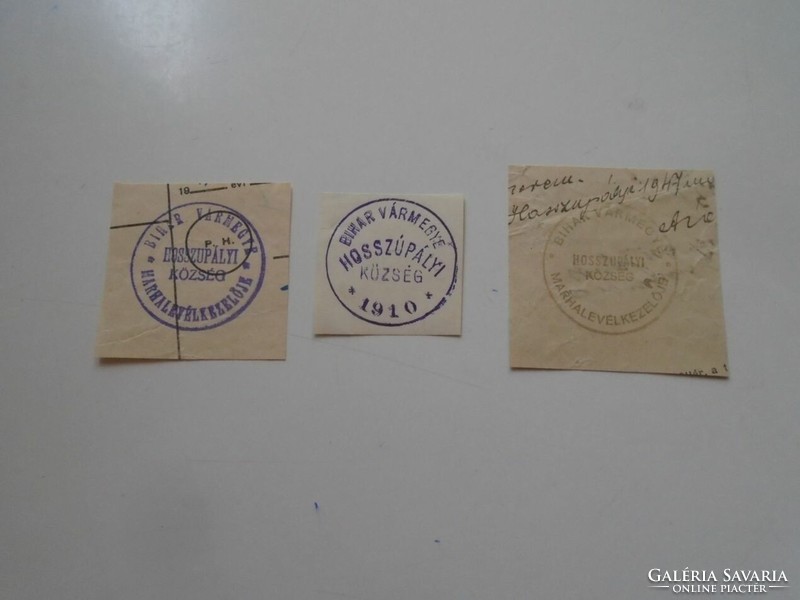 D202545 HOSSZÚPÁLYI  (Bihar vm)  régi bélyegző-lenyomatok  3 db.   kb 1900-1950's