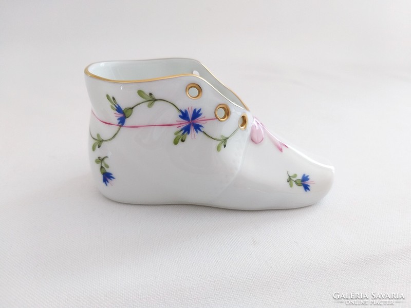 Herend hand-painted blue flower pattern porcelain shoes. Flawless!