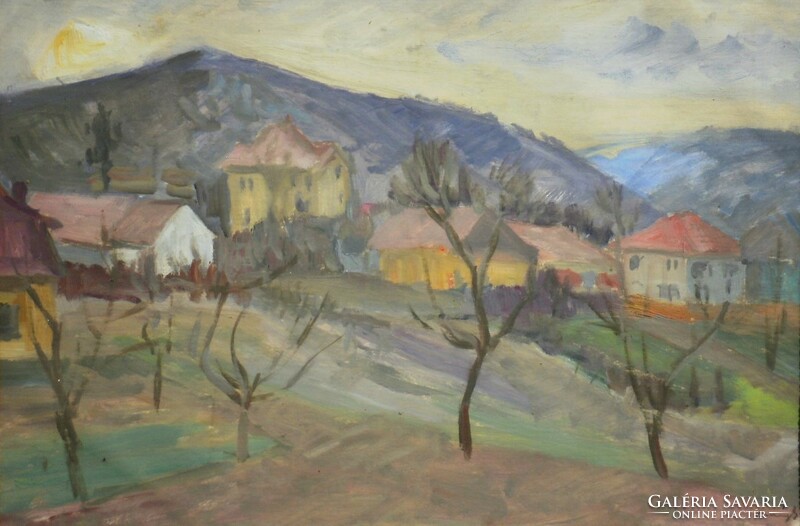 György Országh (20th Century): landscape with houses