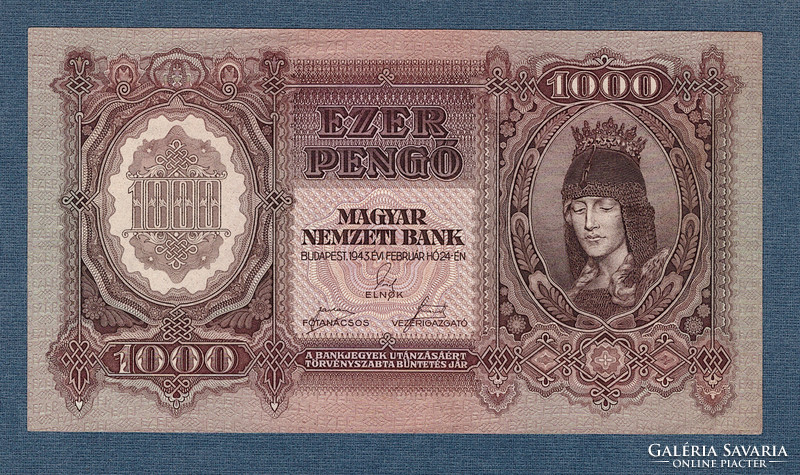 1000 Pengő 1943 ounces unbent