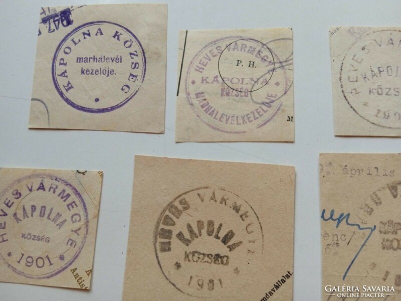 D202571 KÁPOLNA (Heves vm)   régi bélyegző-lenyomatok   6+ db.   kb 1900-1950's