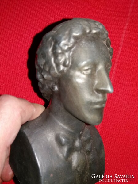 Antique marked table decoration metal bust Jannus Pannonius statue bust 13 x 7 x 6 cm according to pictures