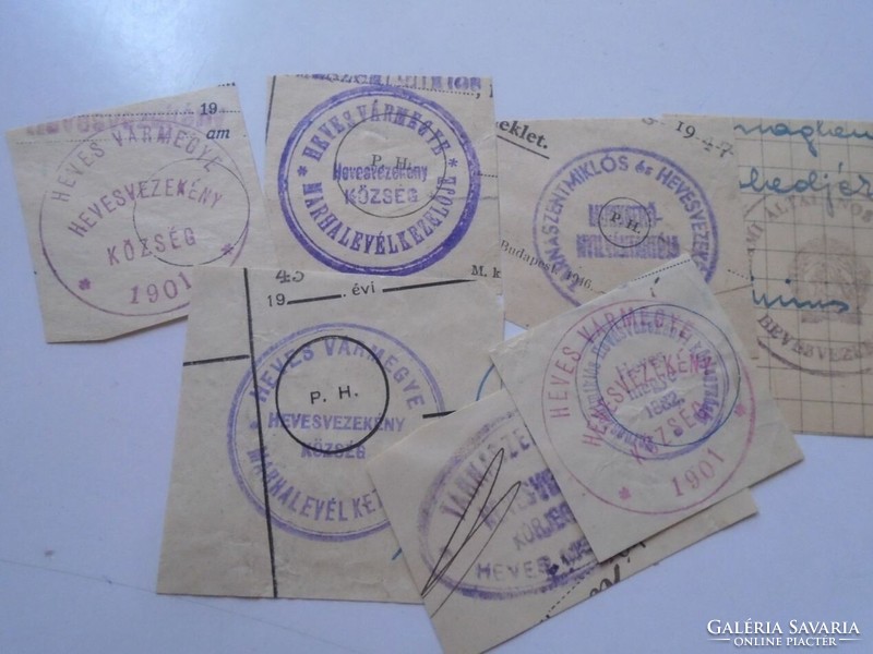 D202547 HEVESVEZEKÉNY  régi bélyegző-lenyomatok  6 db.   kb 1900-1950's