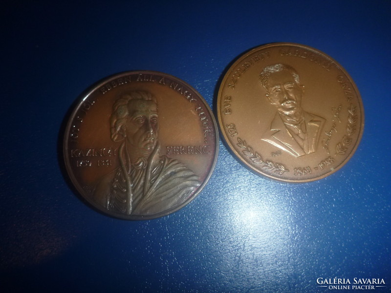 Gárdonyi géza and Kazinczy Ferenc bronze commemorative medal for sale together!