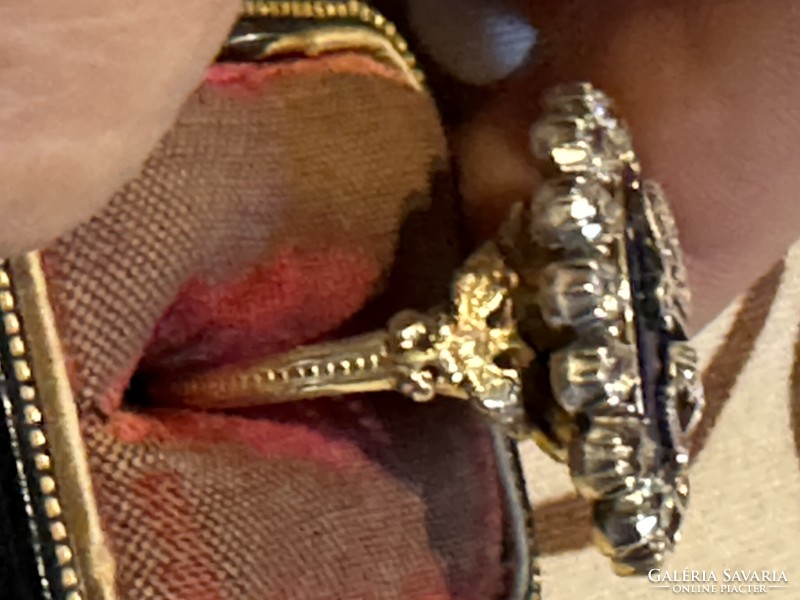 Ferenc József monogrammal antik gyűrű három karát brilliánsal eladó