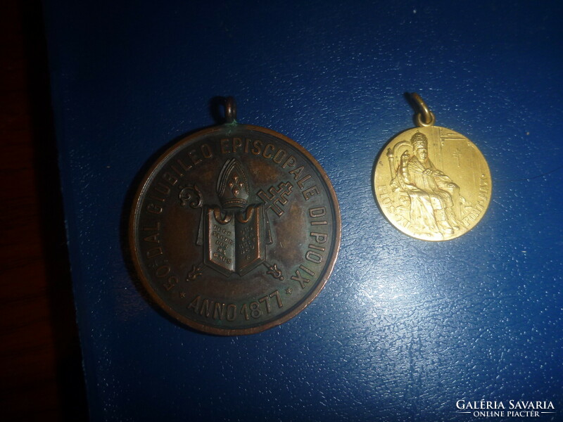 2 xi. Pius bronze memorial pendant for sale together!