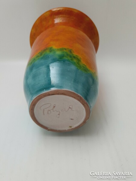 Polyák retro ceramic vase, 16.5 cm