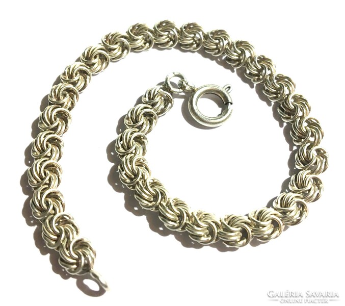 Mint silver rose braided bracelet Hungarian hallmark bracelet