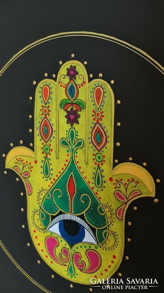 Hamsa szeme Mandala művészeti vászon, akril festék