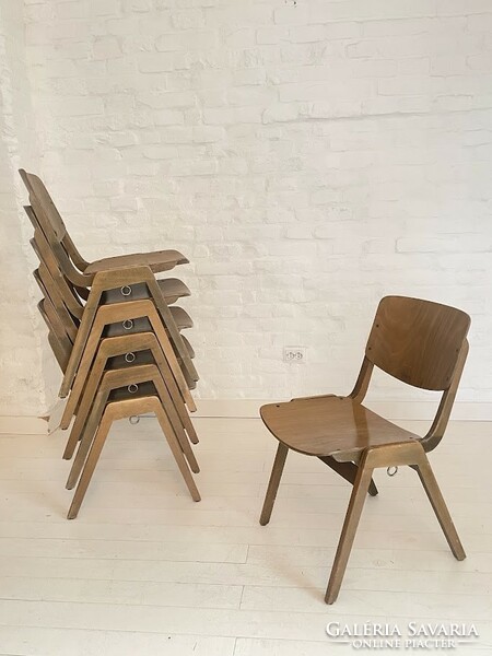 Very rare marked stackable vintage thonet chairs from the 1950s