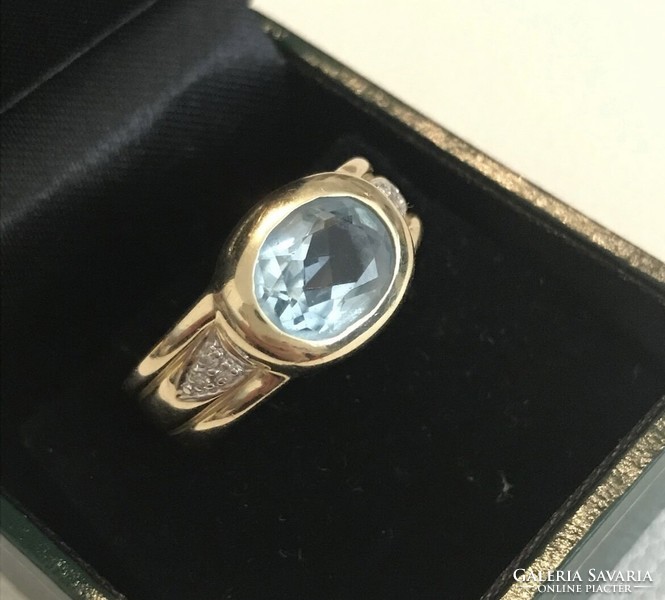 14 carat aquamarine ring with diamonds