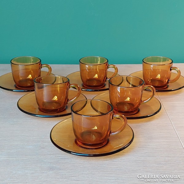 Retro amber glass coffee set
