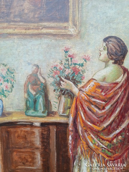 Márk Lajos- Hölgy virággal