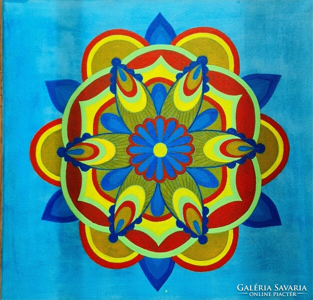 Retro mandala canvas picture, acrylic paint