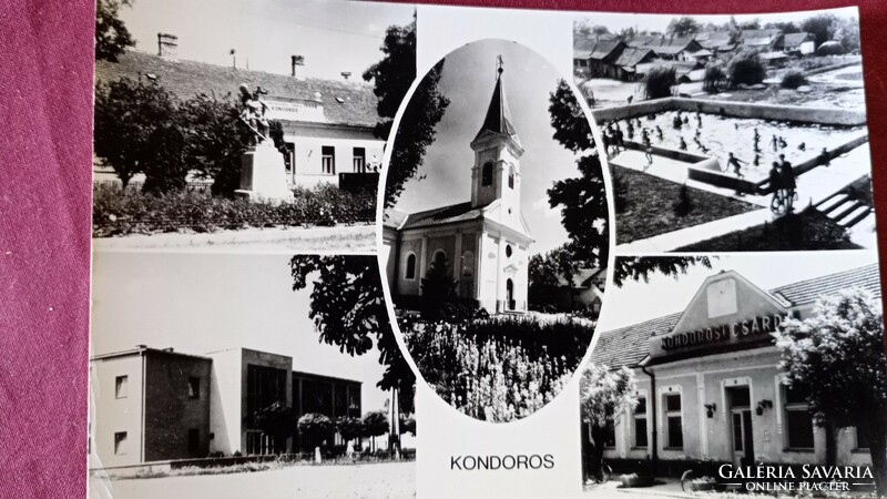 Kondoros, 1960-1979, black and white used postcards, 6 pieces