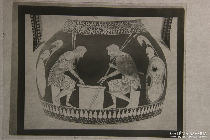 6 db ókori görög tárgyakról üvegnegatív Krétai bika, Ajax és Achilles...