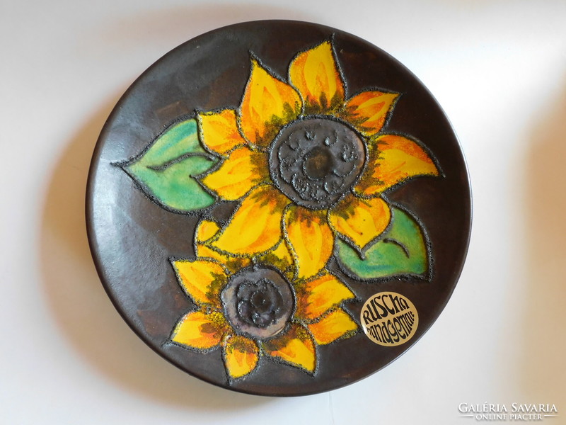 Ruscha vintage handmade sunflower decorative plate 28 cm